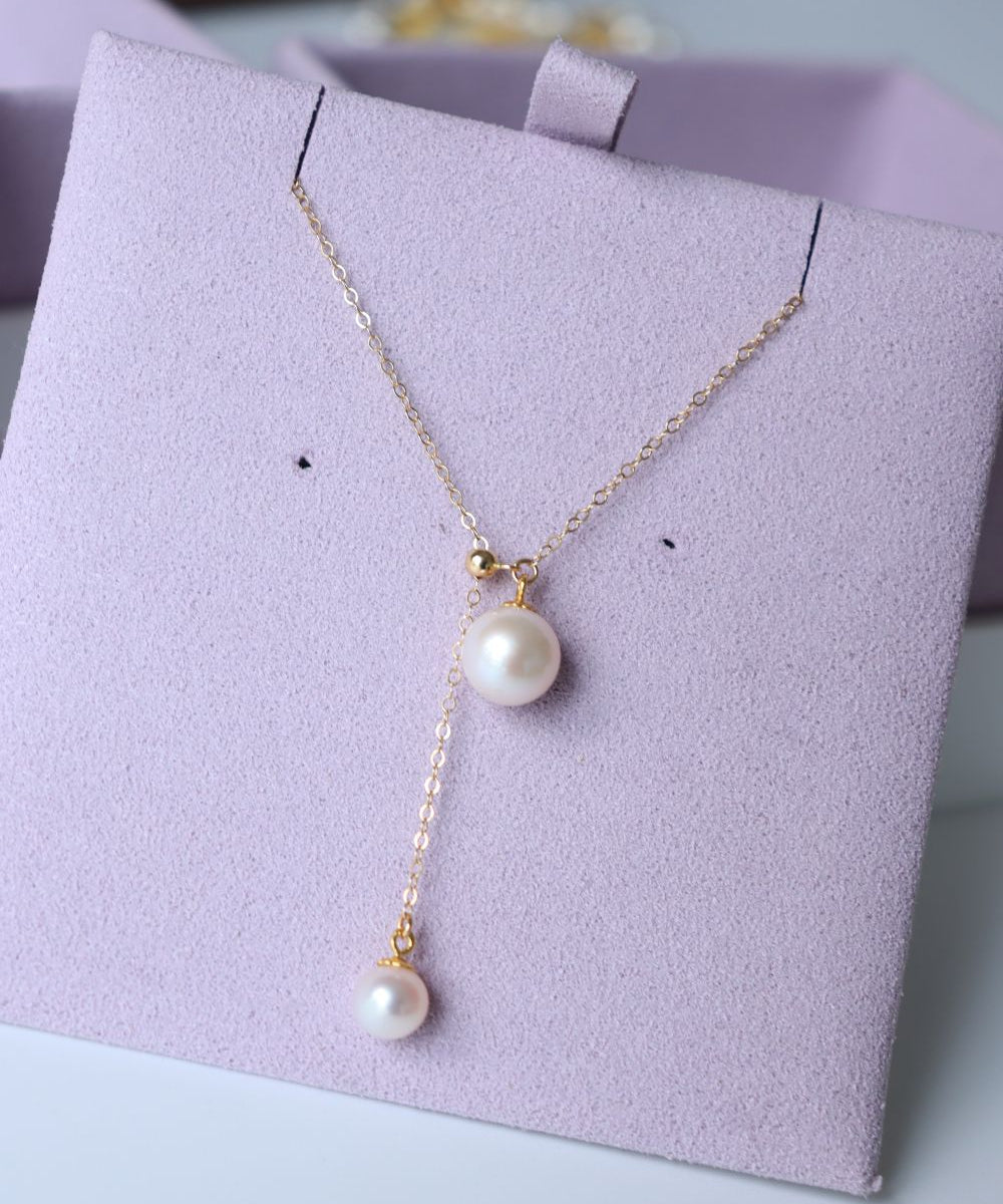 Retro Pull - Through Pearl Pendant Necklace - floysun