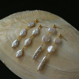 Rhombus Baroque Pearl Long Earrings - floysun