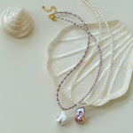 Rice Pearl and Baroque Pearl Pendant Necklace - floysun