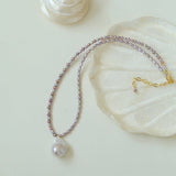 Rice Pearl and Baroque Pearl Pendant Necklace - floysun