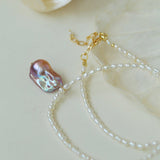 Rice Pearl and Baroque Pearl Pendant Necklace - floysun