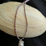 Rice Pearl and Purple Baroque Pearl Pendant Necklace - floysun