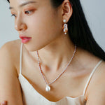 Rice Pearl and Purple Baroque Pearl Pendant Necklace - floysun