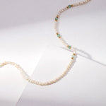 Rice Pearls and Green Strawberry Quartz Intertwined Long Necklace - floysun