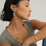 Rice Pearls and Green Strawberry Quartz Intertwined Long Necklace - floysun