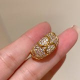 Ripple Pattern Pavé Ring - floysun