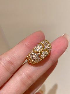 Ripple Pattern Pavé Ring - floysun