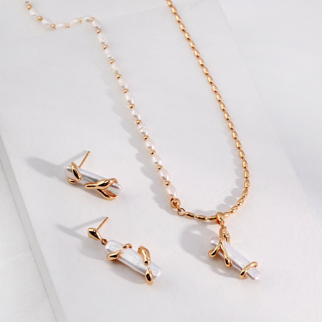Romantic Baroque Pearl Pendant Chain Necklace - floysun