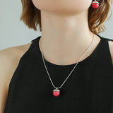 Rose Chalcedony Gemstone Pendant Necklace - floysun