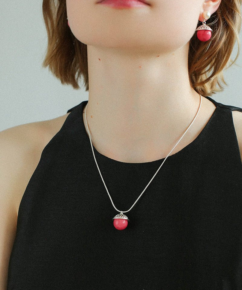 Rose Chalcedony Gemstone Pendant Necklace - floysun