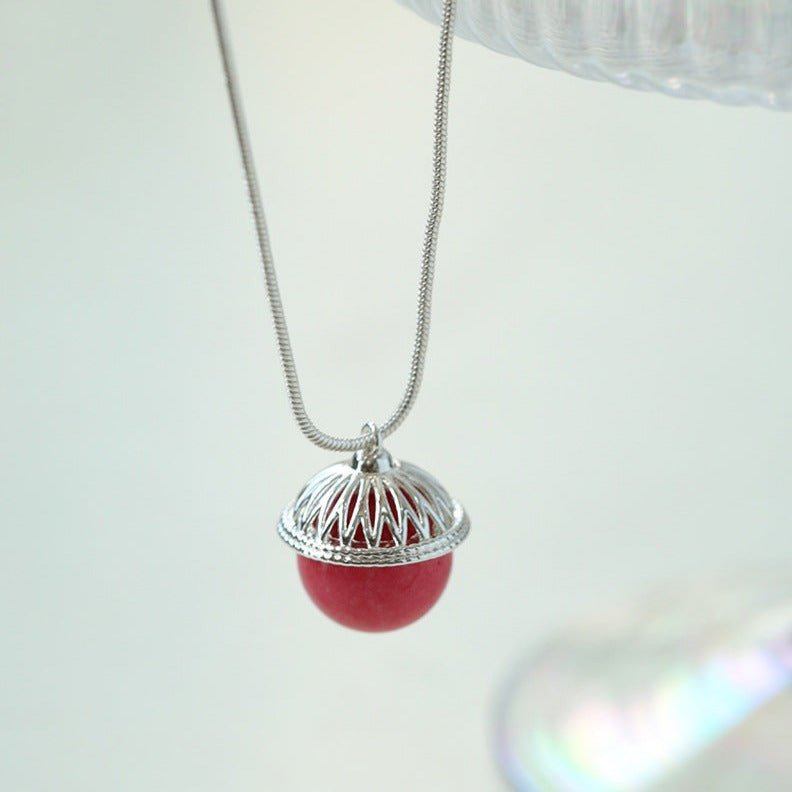 Rose Chalcedony Gemstone Pendant Necklace - floysun