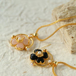 Rose Quartz Black Agate Clover Necklaces - floysun