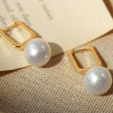 Round Baroque Pearl Square Hoops Earrings - floysun