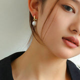 Round Baroque Pearl Square Hoops Earrings - floysun