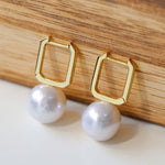 Round Baroque Pearl Square Hoops Earrings - floysun