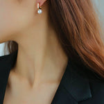 Round Baroque Pearl Square Hoops Earrings - floysun