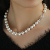 Round Baroque Pearls Beaded Necklace - floysun