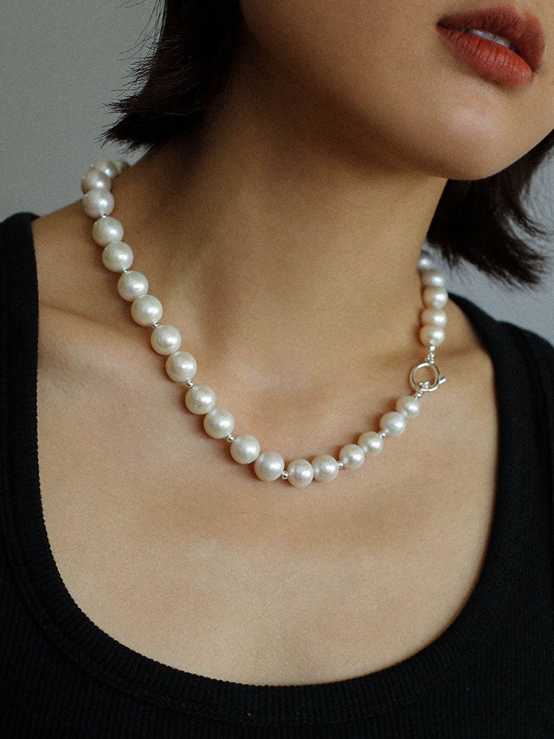 Round Baroque Pearls Beaded Necklace - floysun