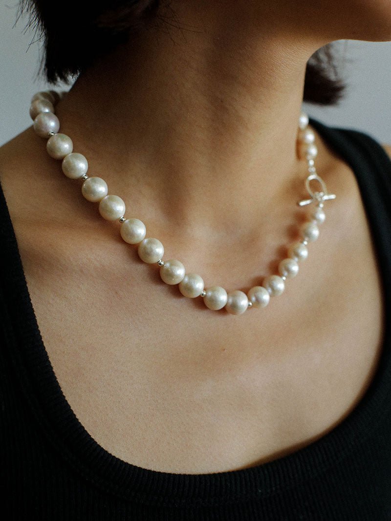 Round Baroque Pearls Beaded Necklace - floysun