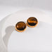 Round Tiger Eye Stone Stud Earrings - floysun