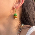 Rustic Chic: Asymmetric Natural Stone and Pearl Earrings - floysun