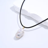 Baroque Pearl Leather Necklace