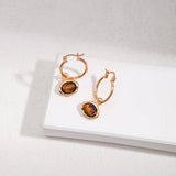 S925 Sterling Silver Tiger Eye Stone Hoops Earrings - floysun