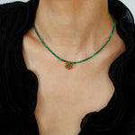 Sandalwood Floret Red Agate Speckled Stone Tube Beads Beaded Necklace - floysun