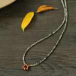 Sandalwood Floret Red Agate Speckled Stone Tube Beads Beaded Necklace - floysun