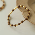 Sandwood Gold Bean Elastic Bead Bracelet Two - Piece Set - floysun