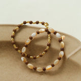 Sandwood Gold Bean Elastic Bead Bracelet Two - Piece Set - floysun