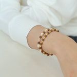 Sandwood Gold Bean Elastic Bead Bracelet Two - Piece Set - floysun