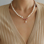 Seiko Ruby Water Drop Pearl Beaded Necklace - floysun