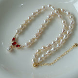 Seiko Ruby Water Drop Pearl Beaded Necklace - floysun