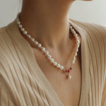 Seiko Ruby Water Drop Pearl Beaded Necklace - floysun