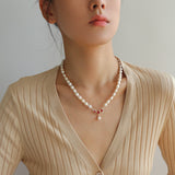 Seiko Ruby Water Drop Pearl Beaded Necklace - floysun