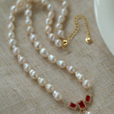 Seiko Ruby Water Drop Pearl Beaded Necklace - floysun