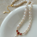 Seiko Ruby Water Drop Pearl Beaded Necklace - floysun