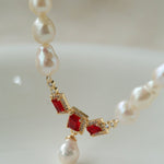 Seiko Ruby Water Drop Pearl Beaded Necklace - floysun