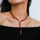 Serpentine Elegance Agate Beaded Necklace - floysun