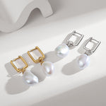 Shaped Baroque Pearls Square HoopsEarrings - floysun