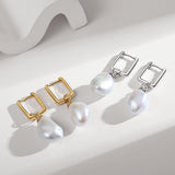 Shaped Baroque Pearls Square HoopsEarrings - floysun