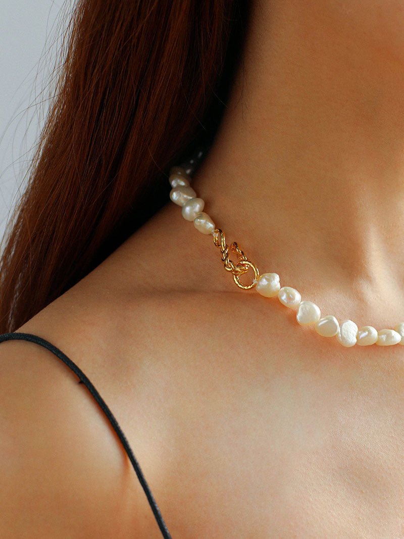 Shaped Irregular Baroque Pearl Necklace - floysun