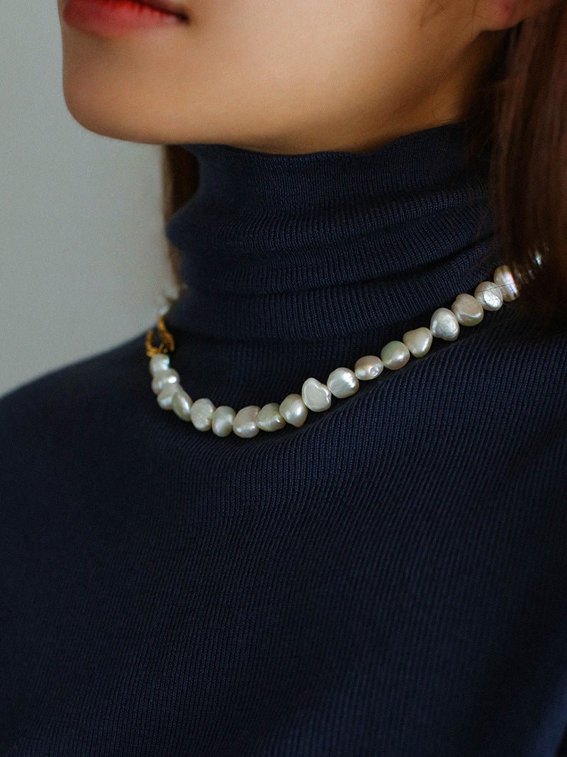 Shaped Irregular Baroque Pearl Necklace - floysun