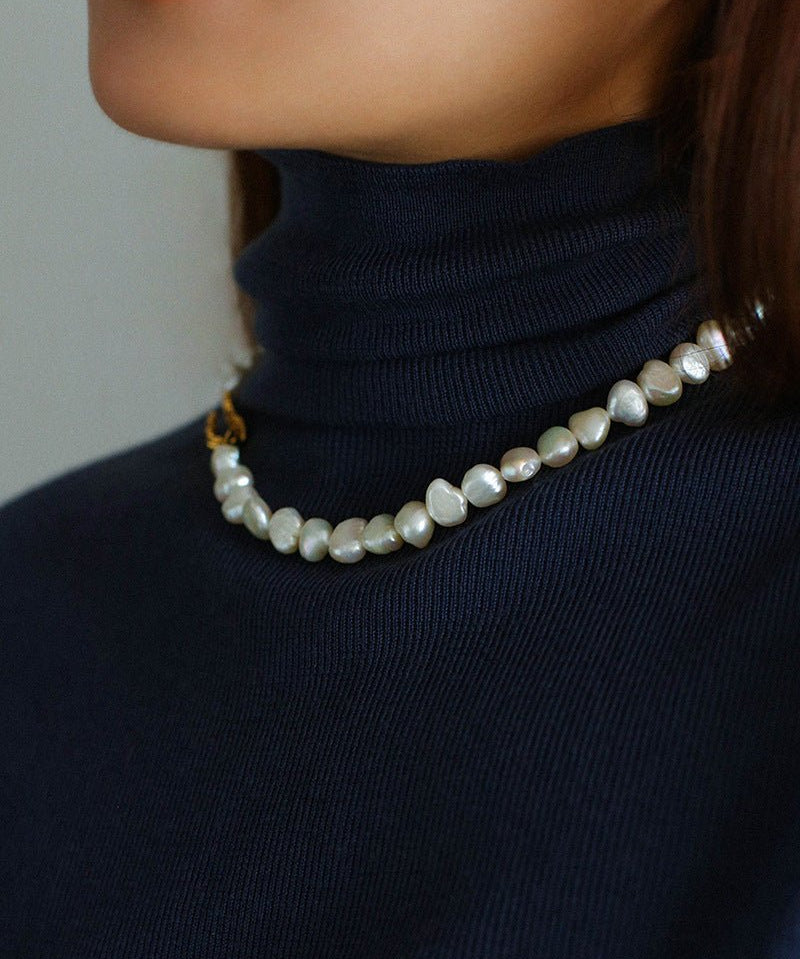 Shaped Irregular Baroque Pearl Necklace - floysun