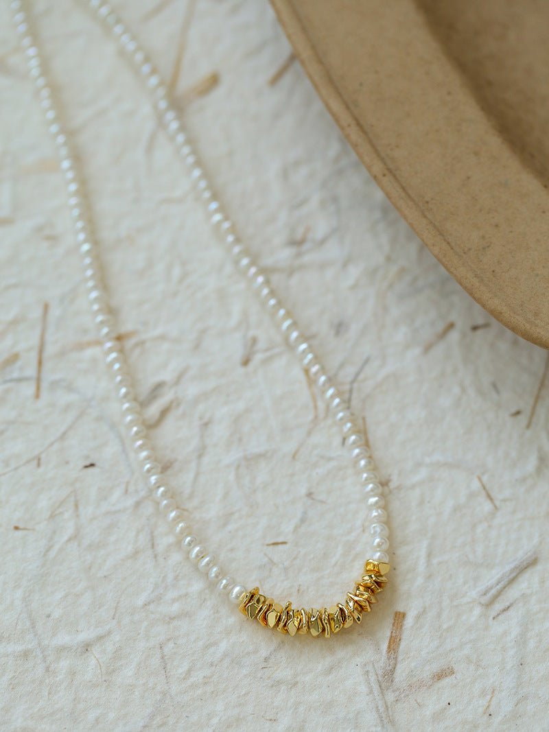 Shattered Gold Mini Pearl Necklace - floysun