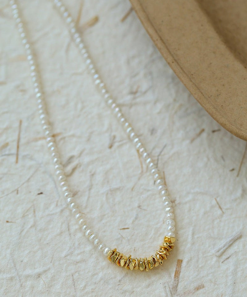 Shattered Gold Mini Pearl Necklace - floysun