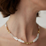 Shattered Silver Splicing Baroque Pearl Necklace - floysun