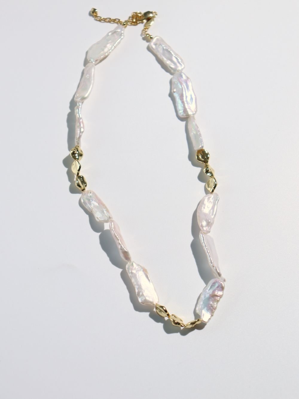 Shattered Silver Splicing Baroque Pearl Necklace - floysun