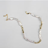 Shattered Silver Splicing Baroque Pearl Necklace - floysun